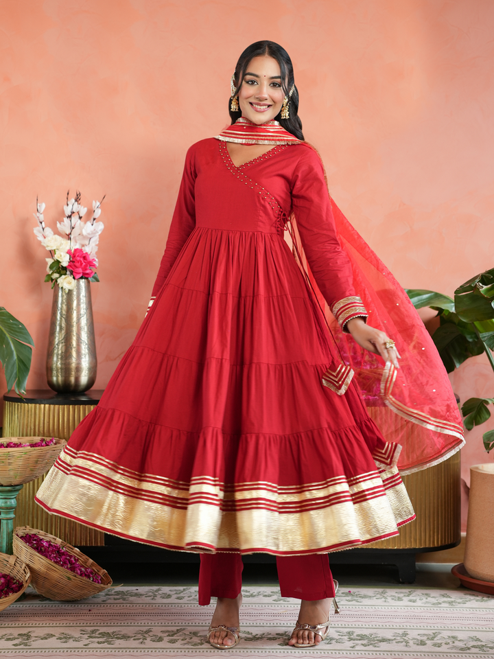 MEHRUN TIERED GOTA ANARKALI SET