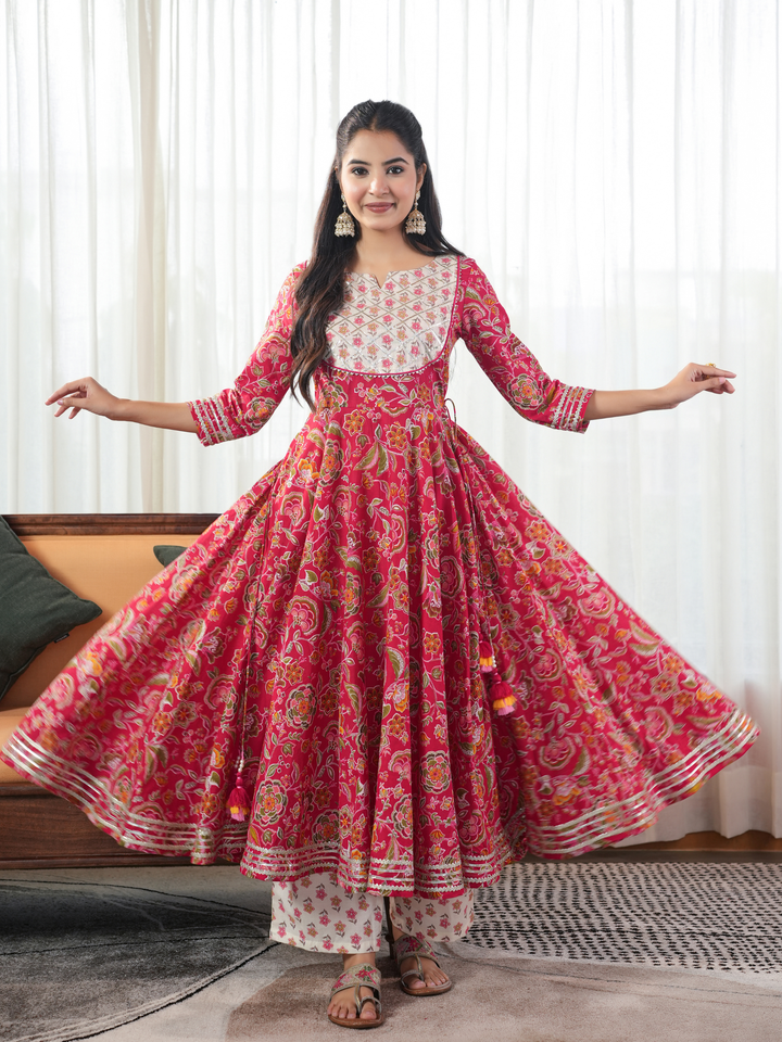 RANI FLORAL LACE WORK ANARKALI SET