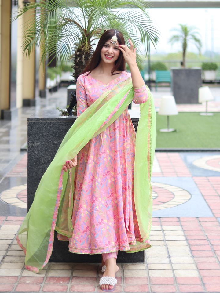 PINK COTTON FLORAL SUIT SET