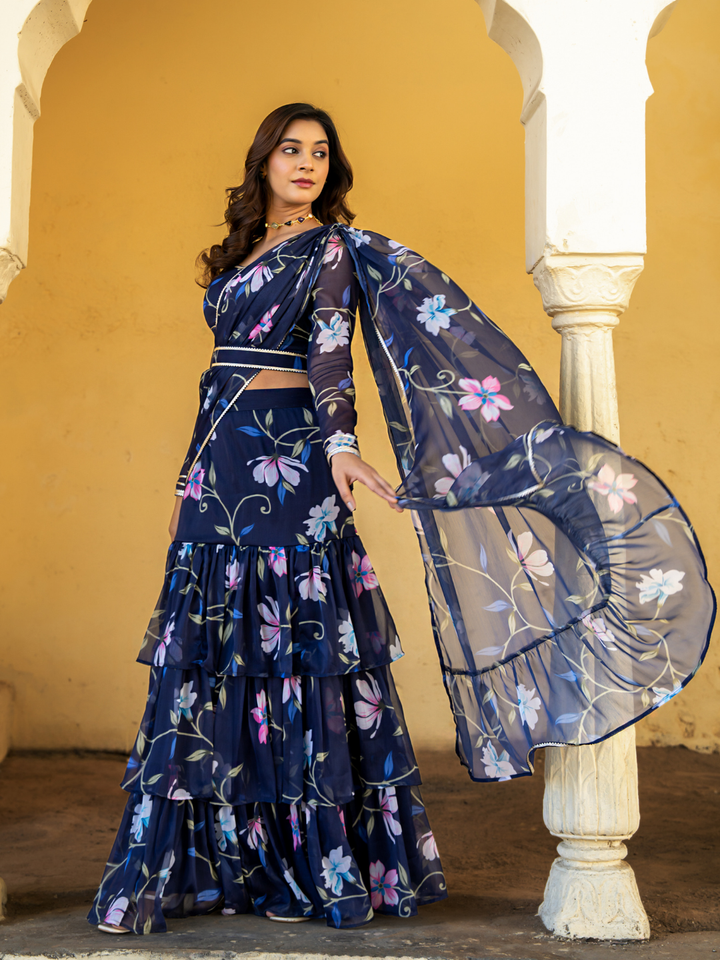 NEELAMIKA CHIFFON PRE-DRAPED SAREE