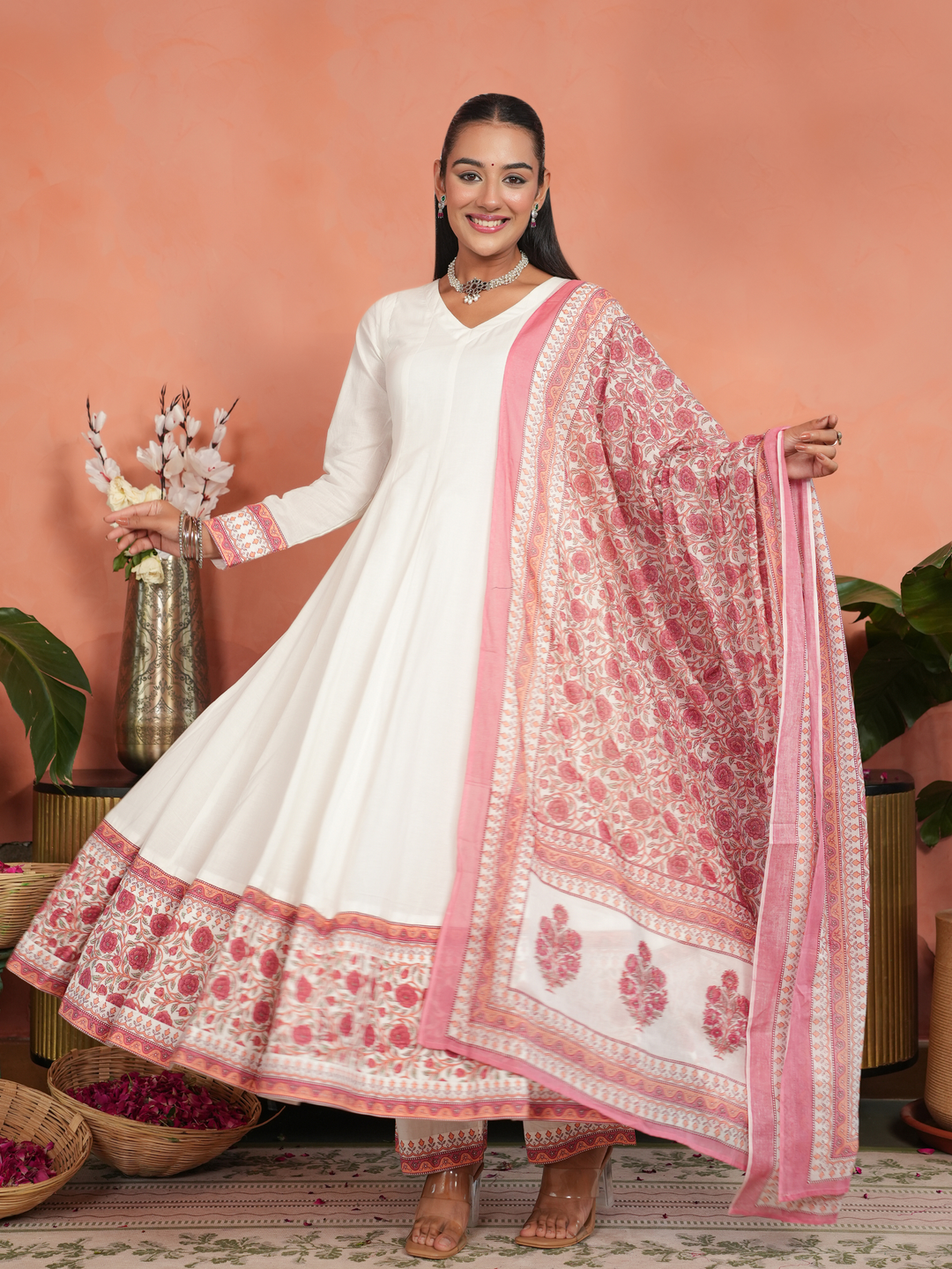 PINK KINARI PRINTED ANARKALI SET