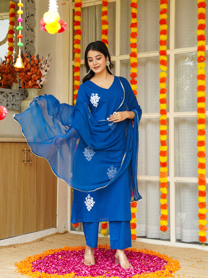 ROYAL BLUE AARI KURTA SET