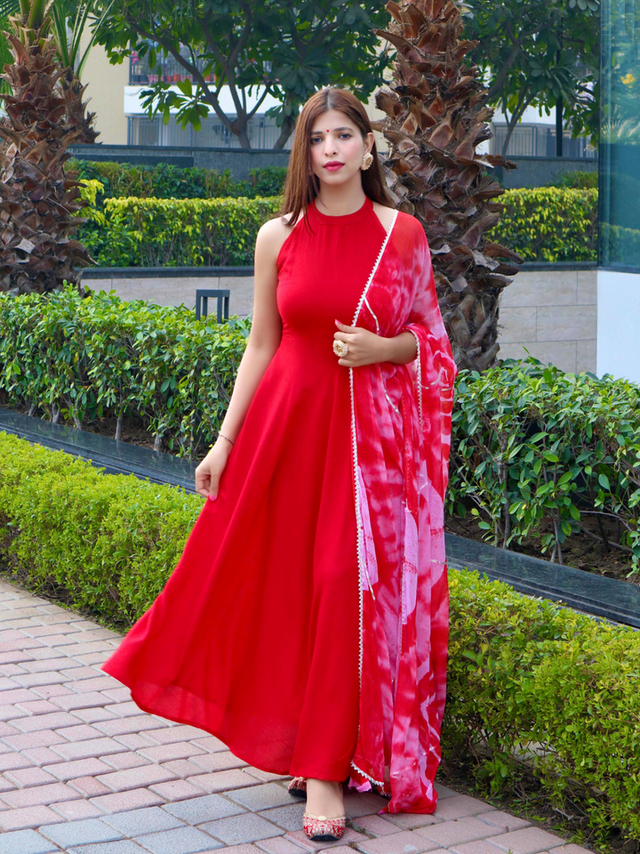 SOOTHING RED SOLID SUIT SET