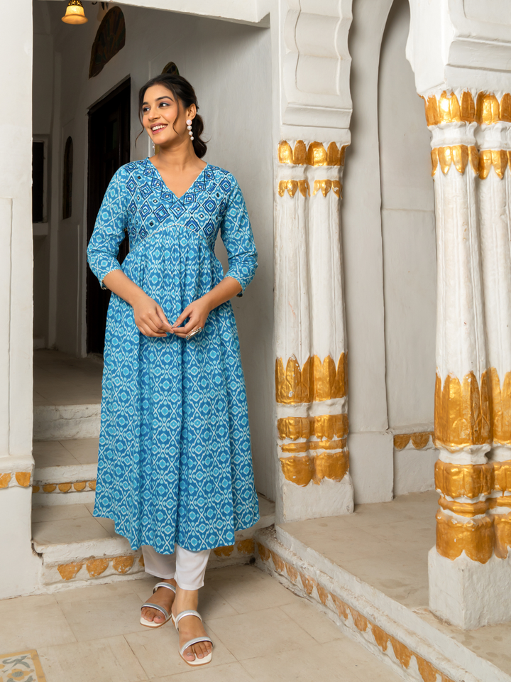 SKYLA COTTON MIRROR KURTA SET