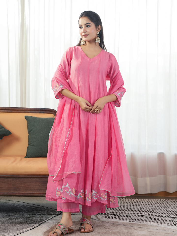 GUL EMBROIDERED PEACH ANARKALI SET