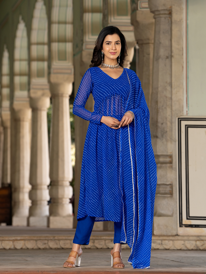 ROYAL BLUE GEORGETTE FLOWY SUIT SET