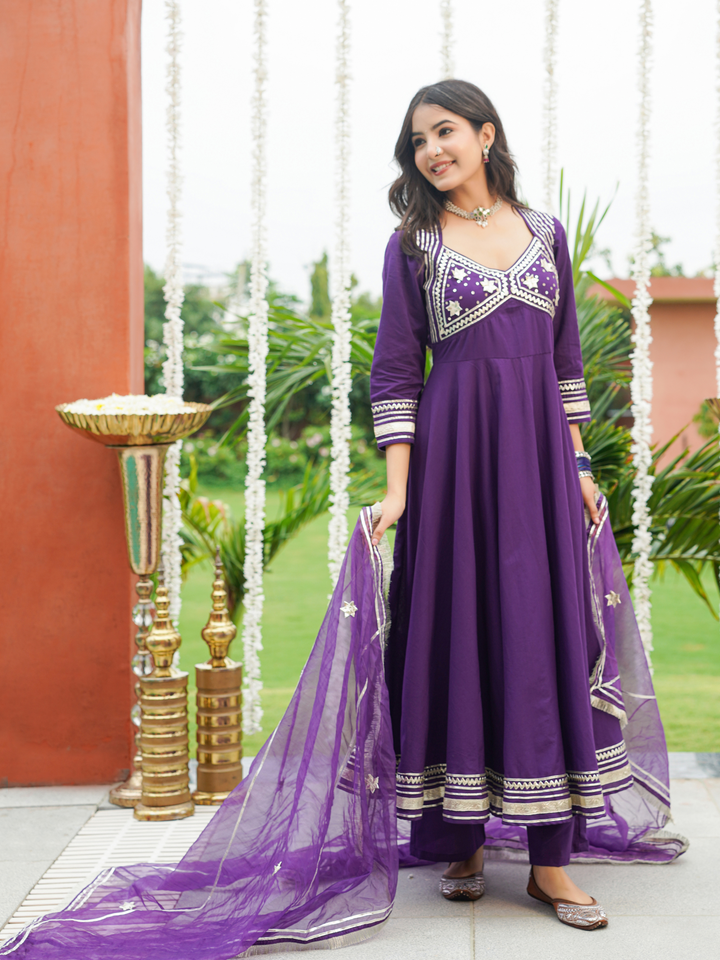 AANGI PURPLE GOTA ANARKALI SET