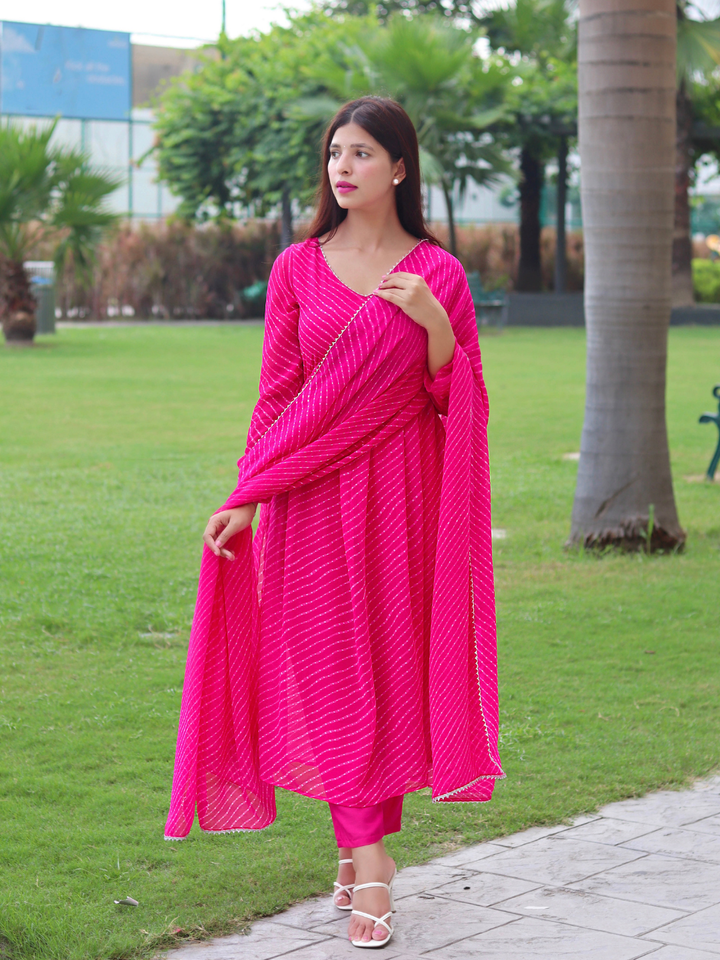 HOT PINK GEORGETTE FLOWY SUIT SET