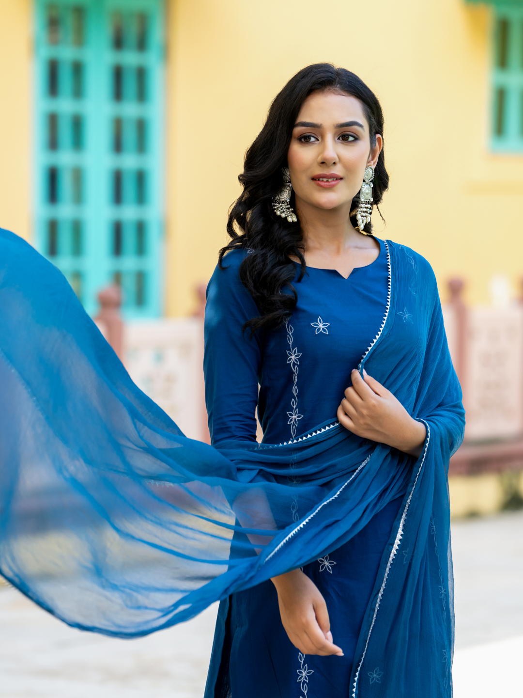TEAL CHARM ZARI KURTA SET