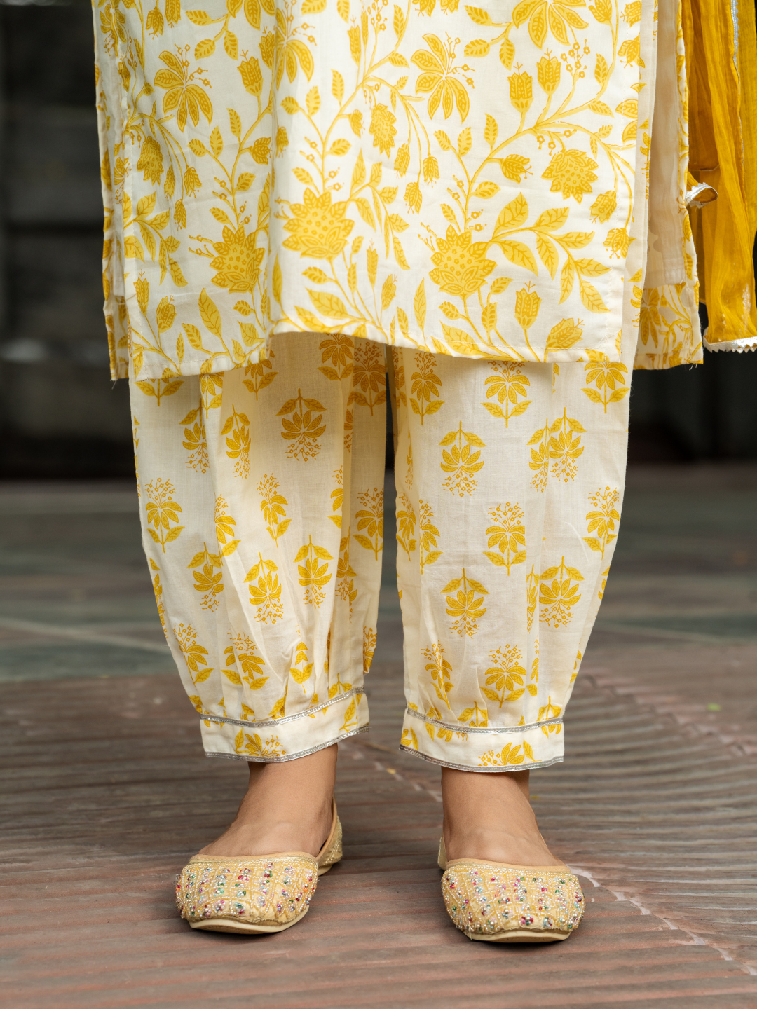 YELLOW CHIC FLORAL AFGHANI SET