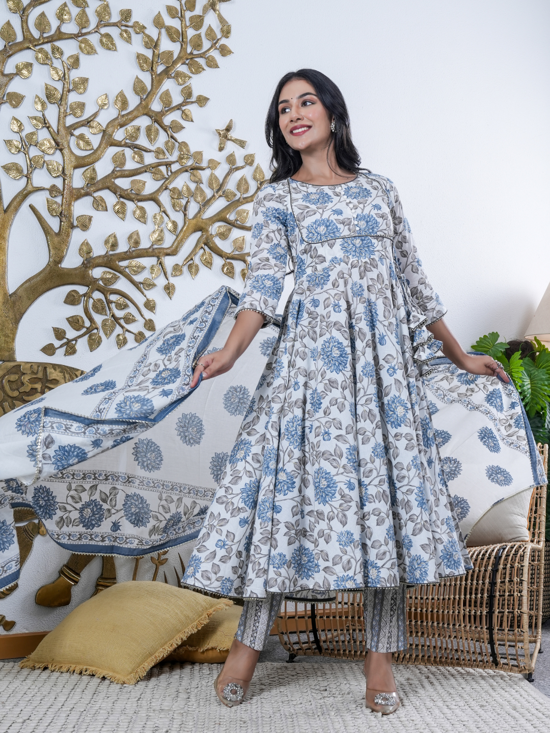 NEEL BUTI PRINTED COTTON SET