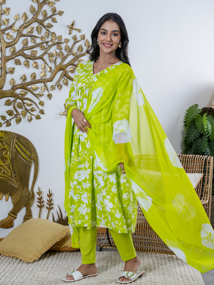 SPRING PALLVI LIME COTTON SET