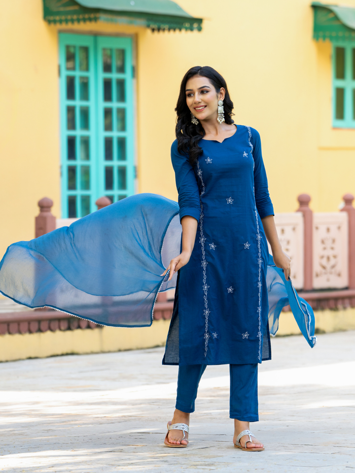 TEAL CHARM ZARI KURTA SET