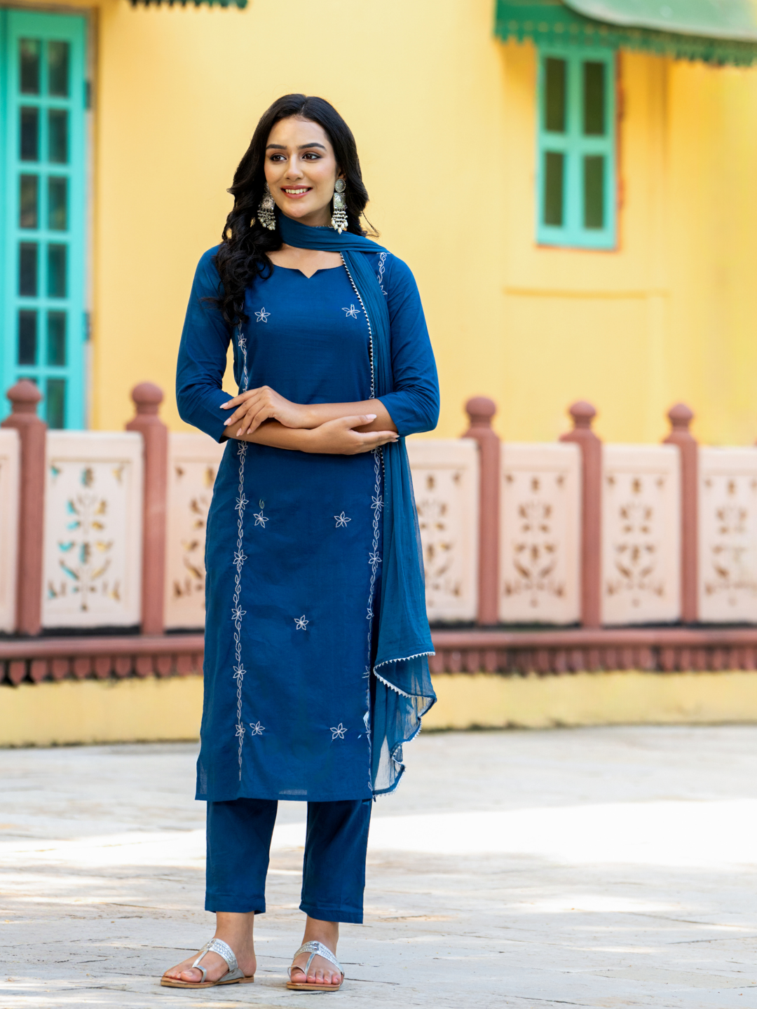 TEAL CHARM ZARI KURTA SET