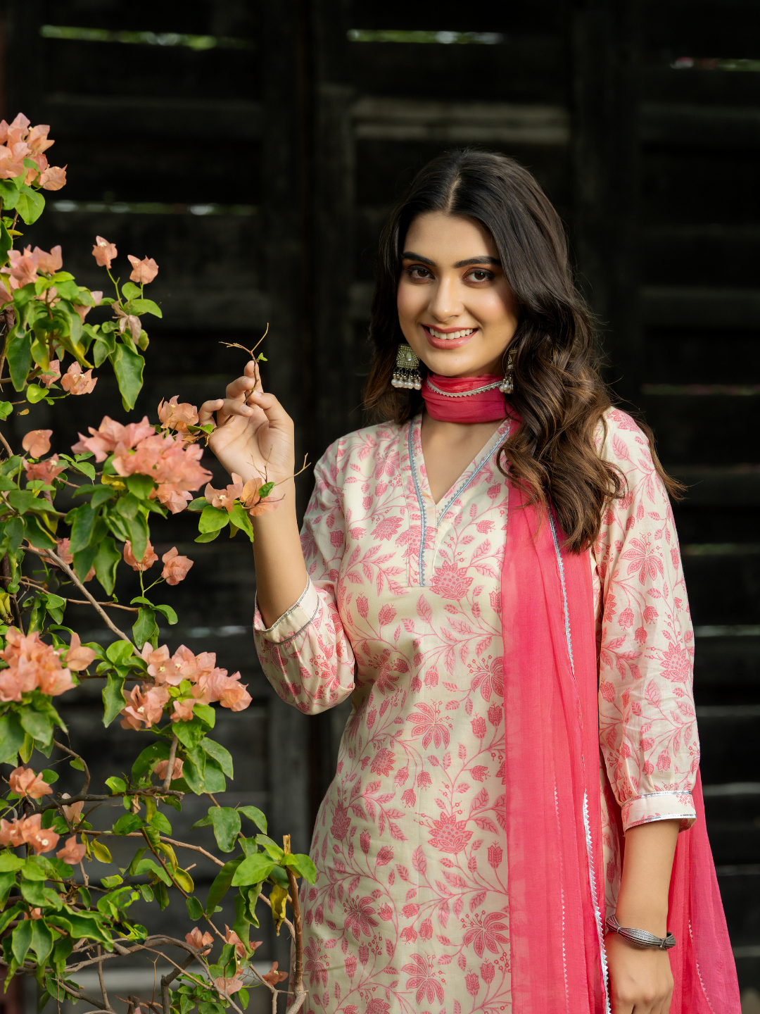 PINK CHIC FLORAL AFGHANI SET