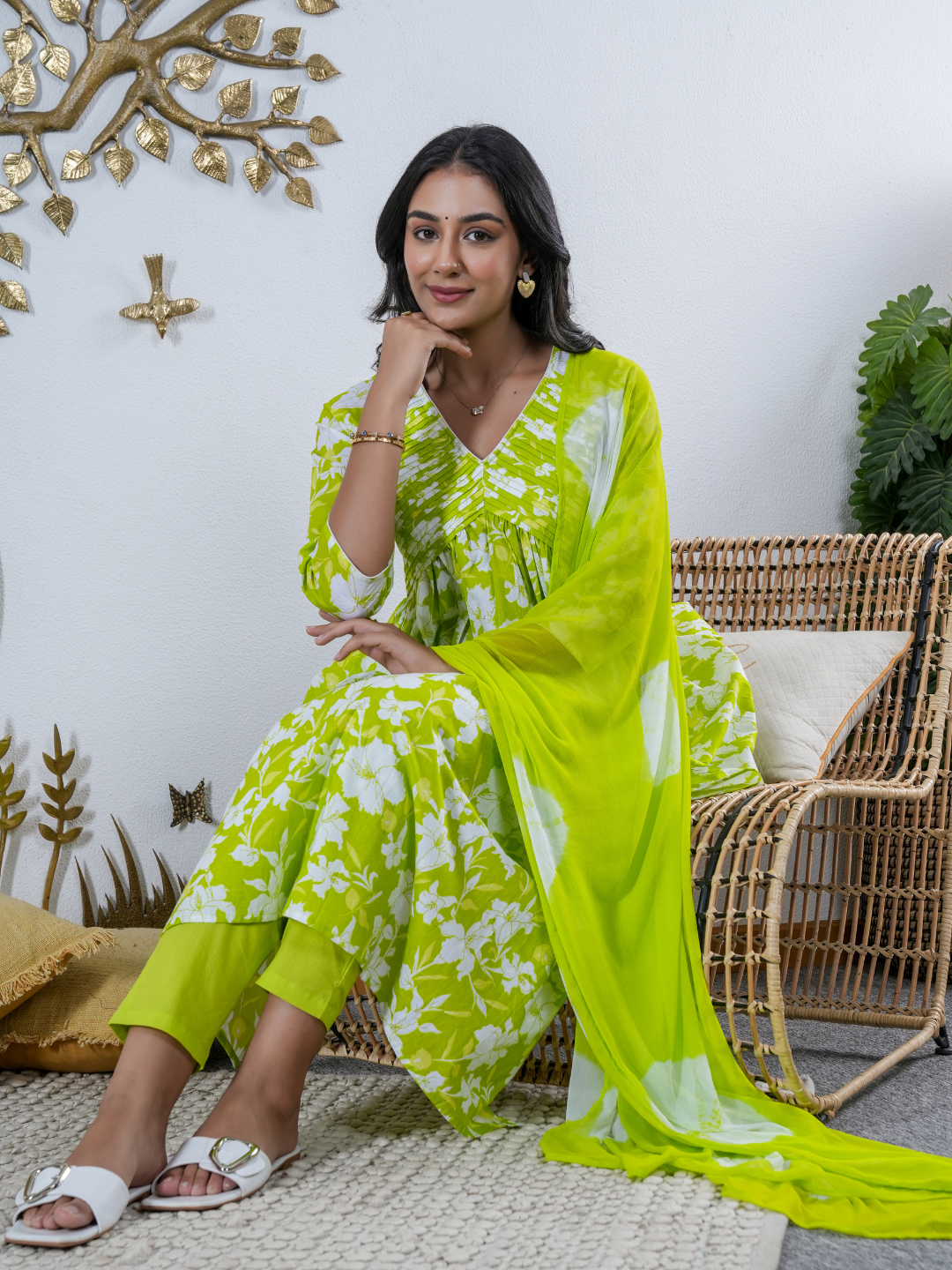 SPRING PALLVI LIME COTTON SET