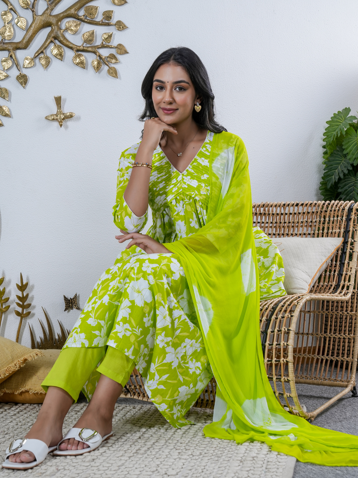 SPRING PALLVI LIME COTTON SET
