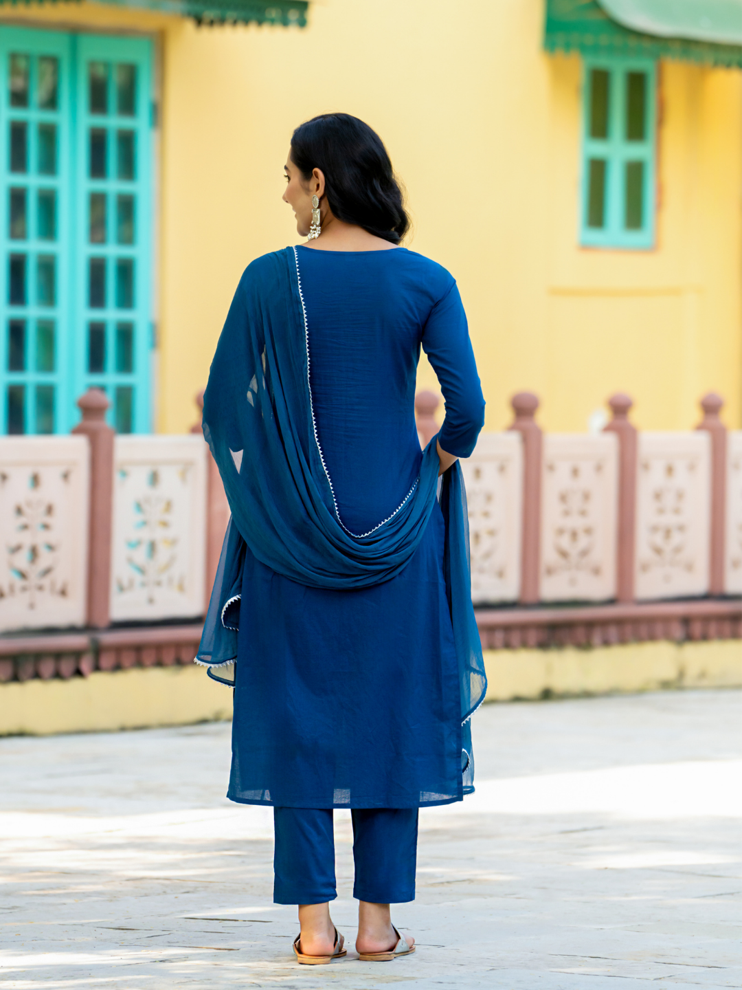 TEAL CHARM ZARI KURTA SET