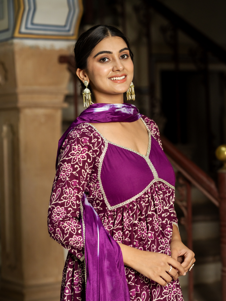 OPULENT WINE COTTON KURTA SET
