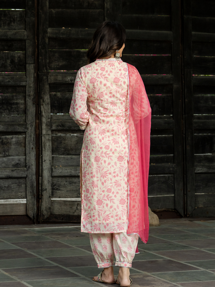 PINK CHIC FLORAL AFGHANI SET