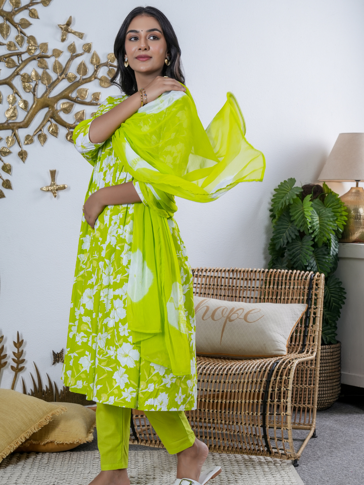 SPRING PALLVI LIME COTTON SET