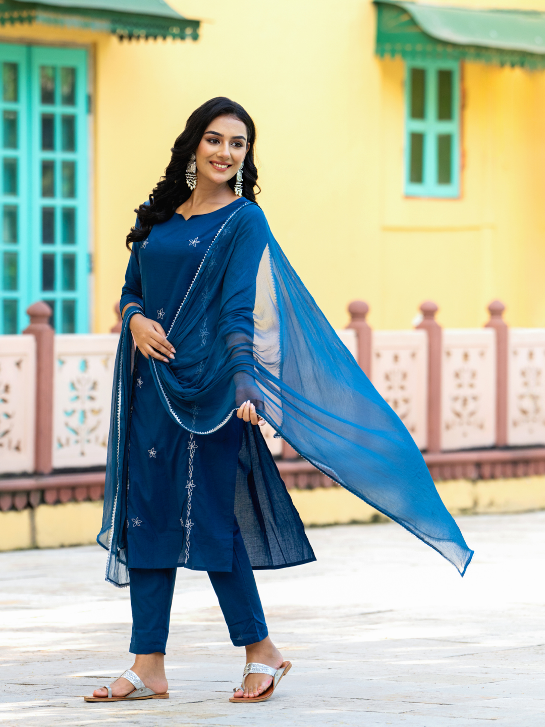 TEAL CHARM ZARI KURTA SET
