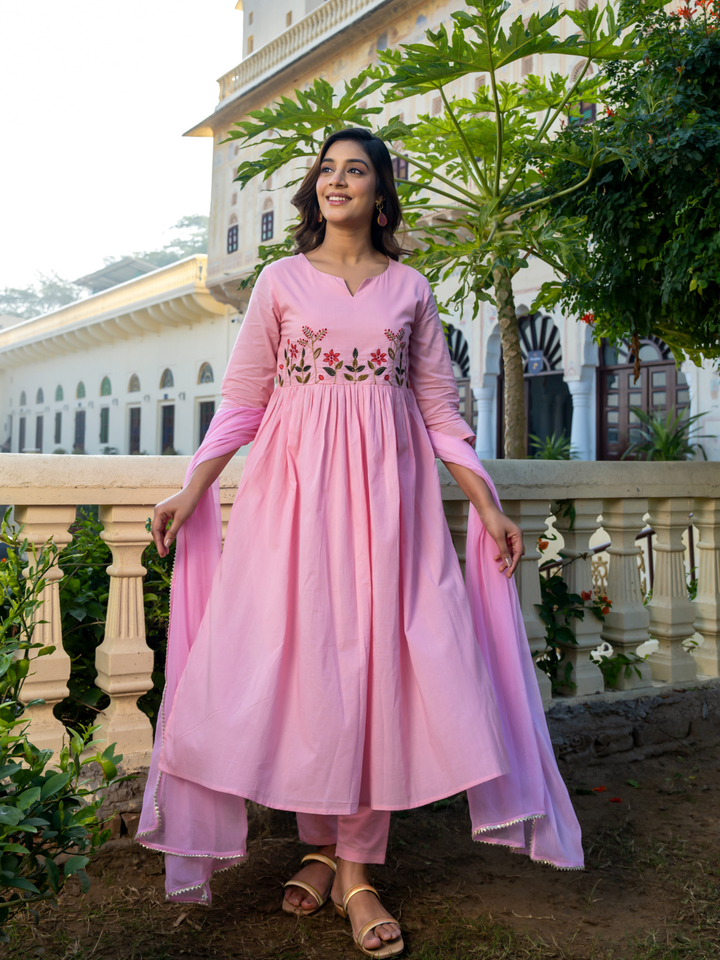 ROSALIE COTTON EMBROIDERY KURTA SET