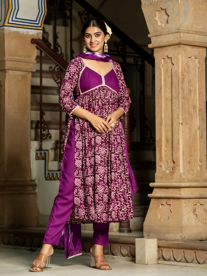 OPULENT WINE COTTON KURTA SET