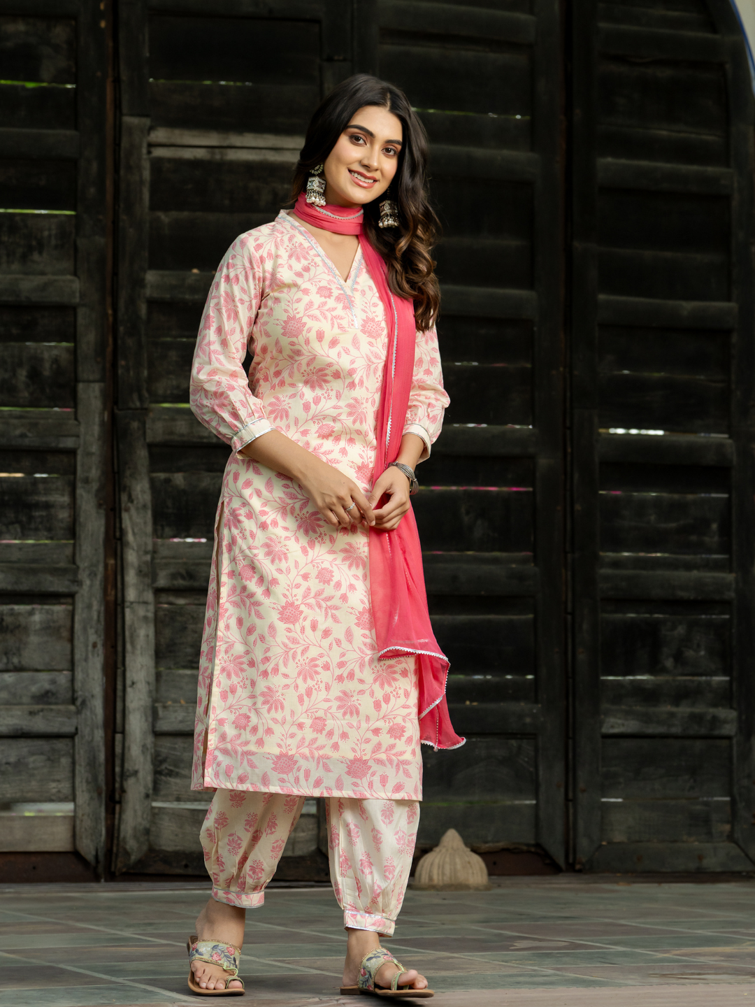 PINK CHIC FLORAL AFGHANI SET