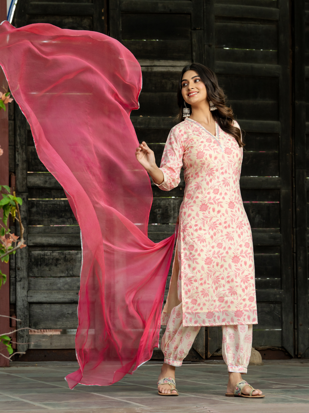 PINK CHIC FLORAL AFGHANI SET