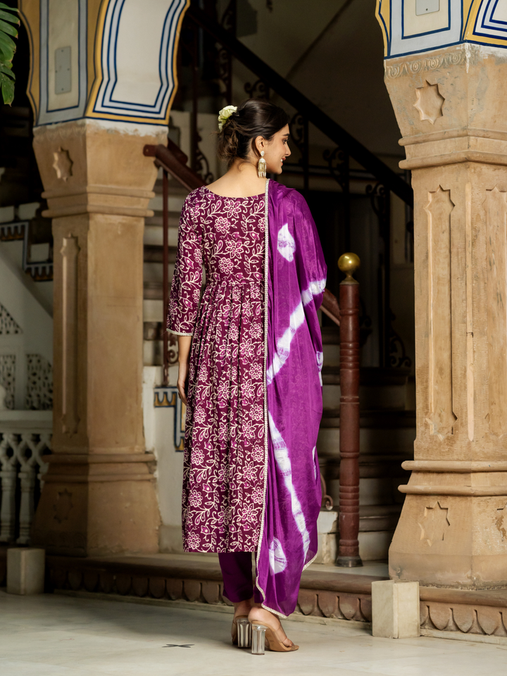 OPULENT WINE COTTON KURTA SET