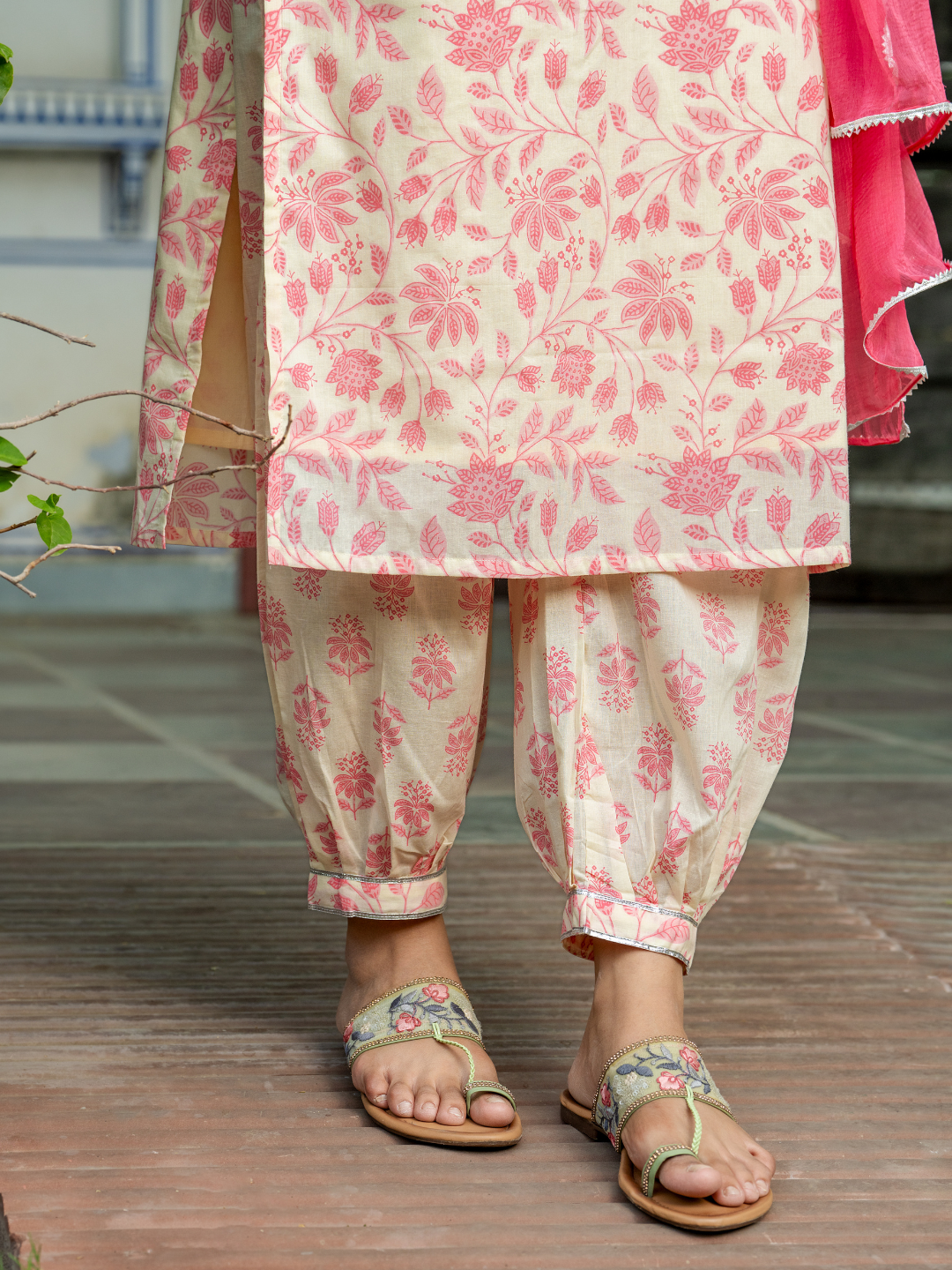 PINK CHIC FLORAL AFGHANI SET