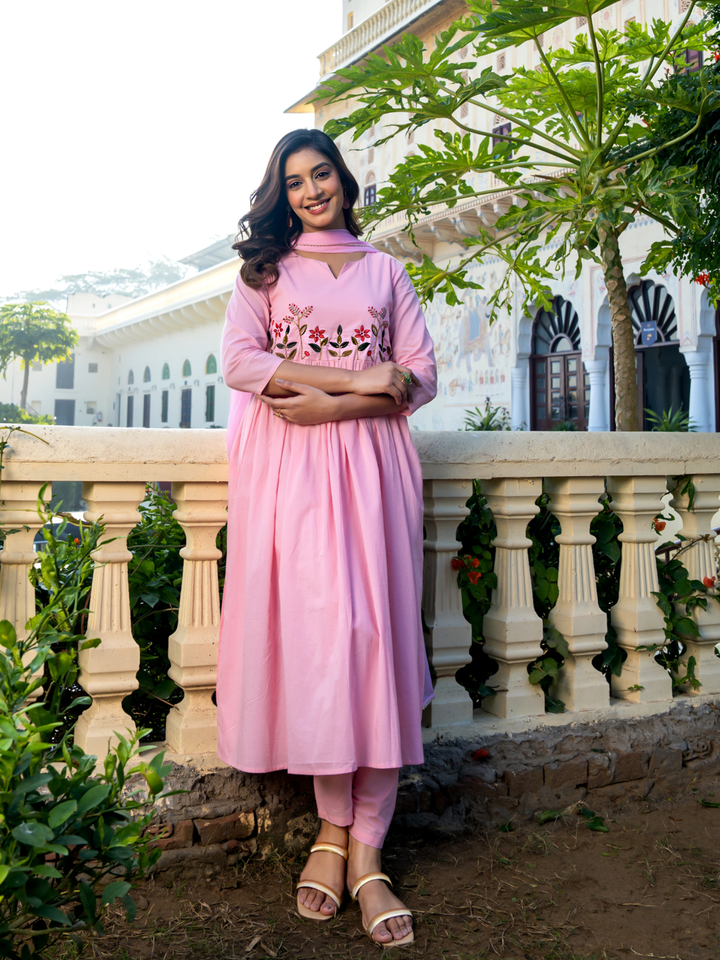ROSALIE COTTON EMBROIDERY KURTA SET
