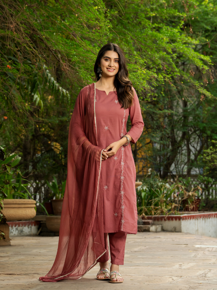 RADIANT RUST ZARI KURTA SET