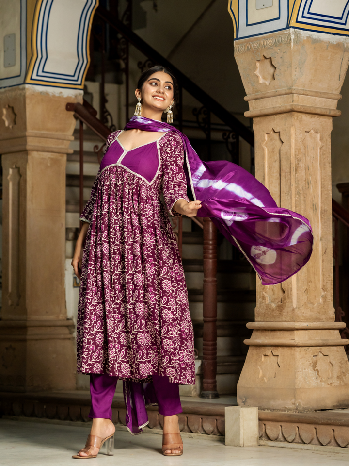 OPULENT WINE COTTON KURTA SET