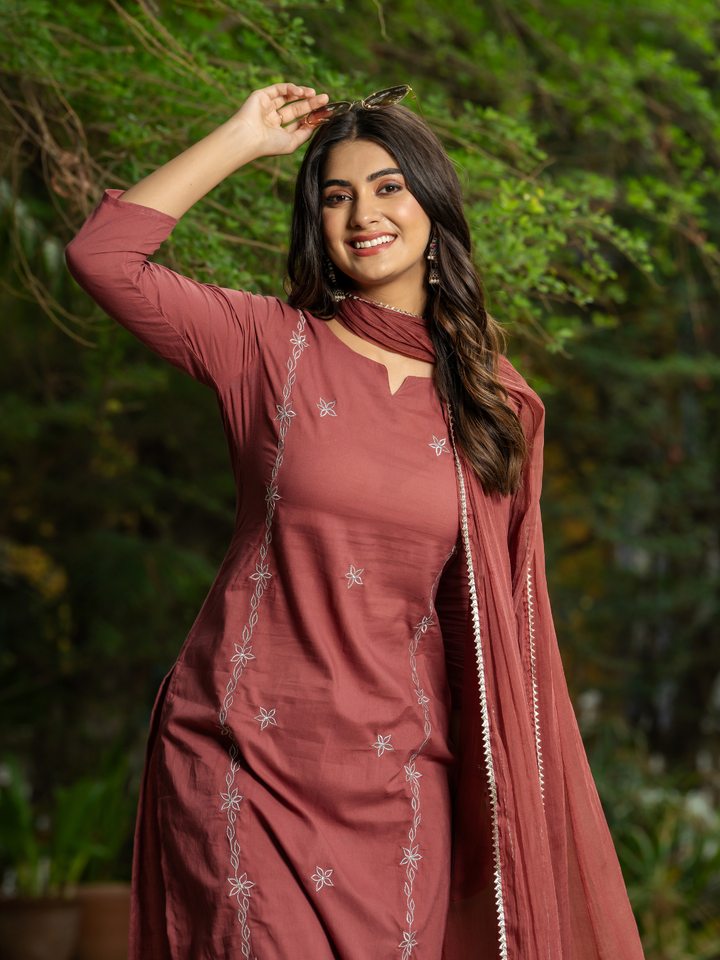 RADIANT RUST ZARI KURTA SET