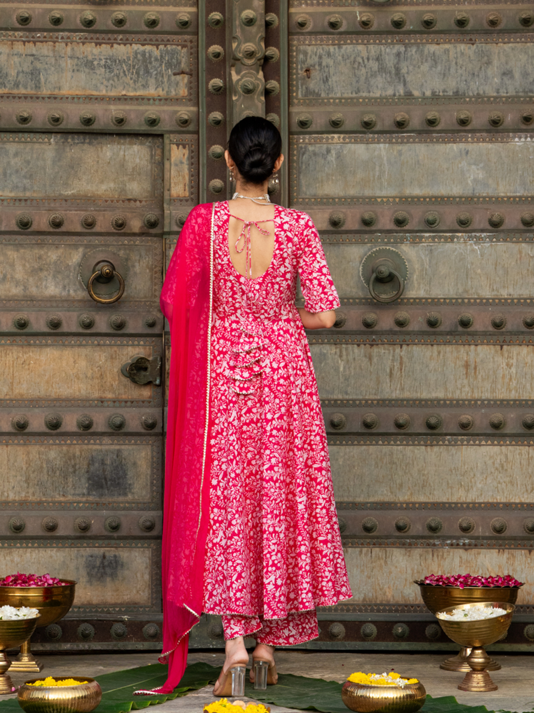 PINK BLOOM ANARKALI SUIT SET