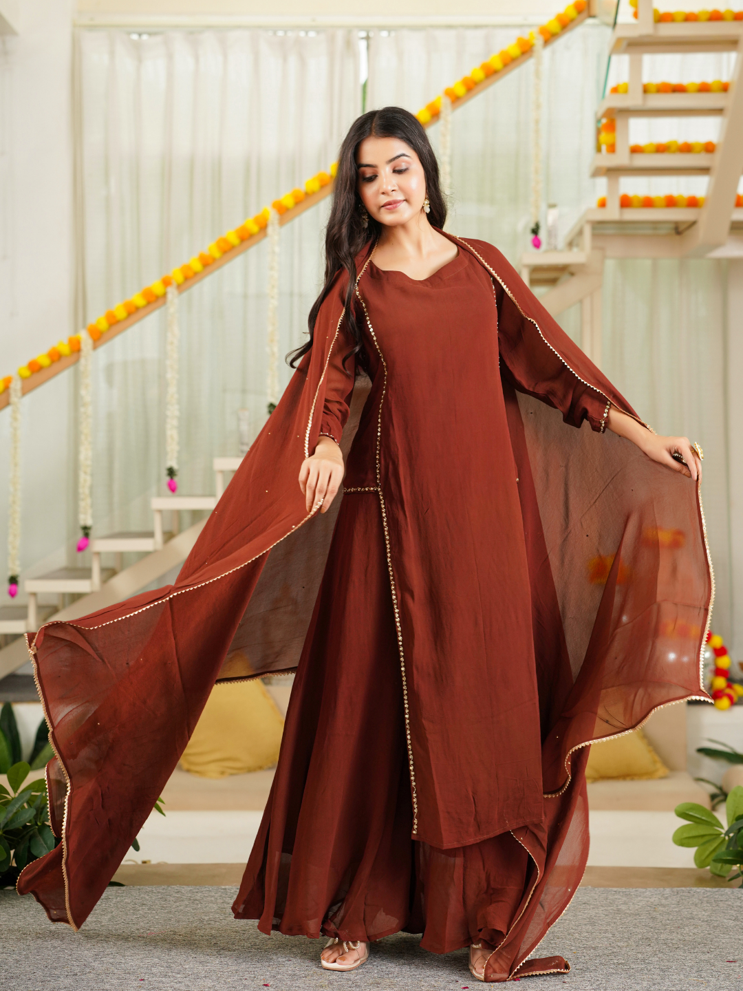 ELEGANT BROWN SHARARA SET – GAYRAA
