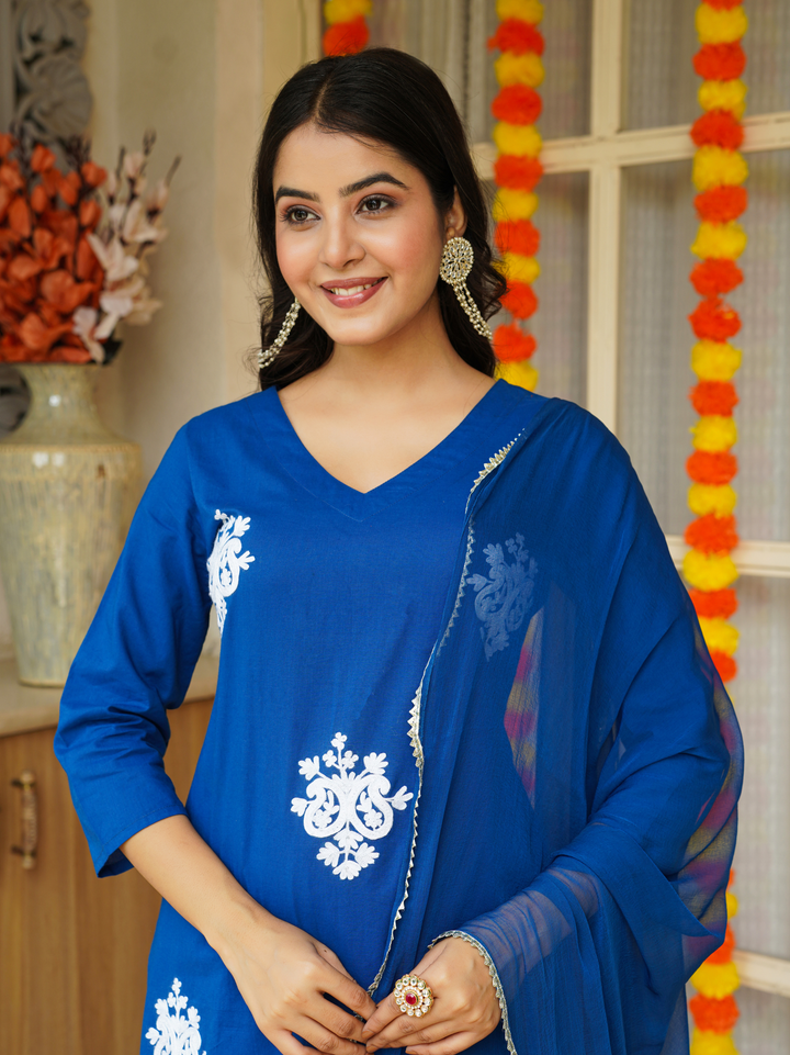 ROYAL BLUE AARI KURTA SET