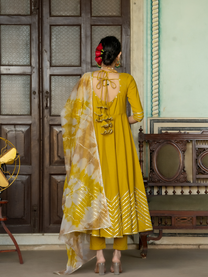ROYAL MUSTARD LACE ANARKALI SET