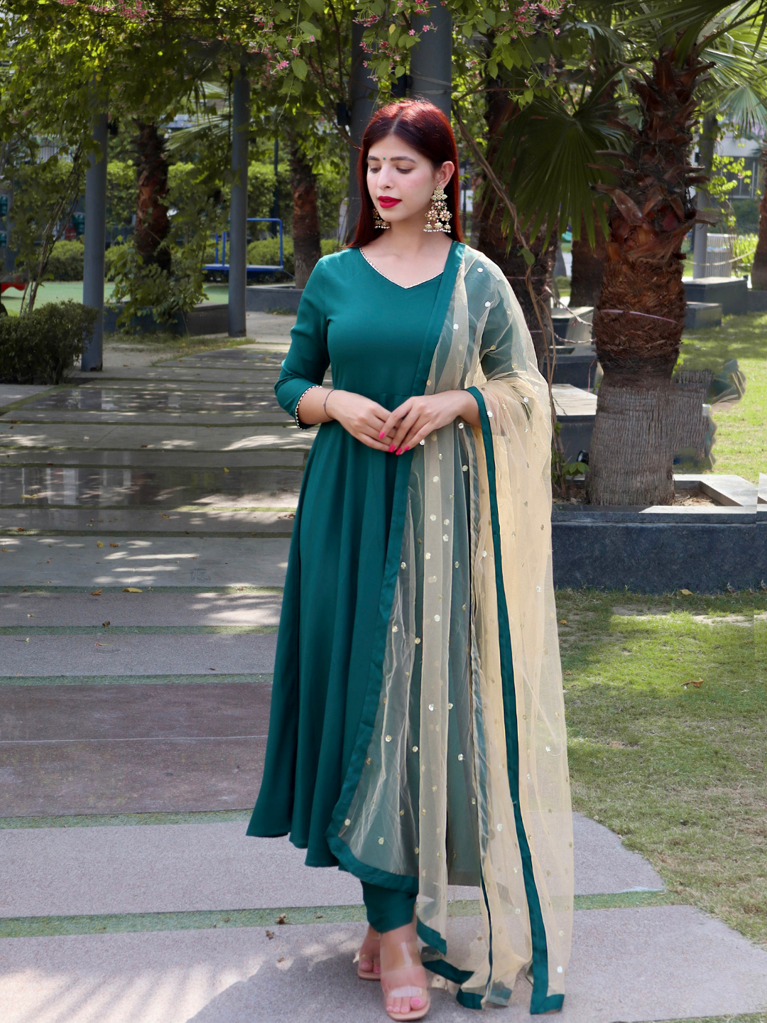 OLIVE SEQUINED FLARED SUIT SET