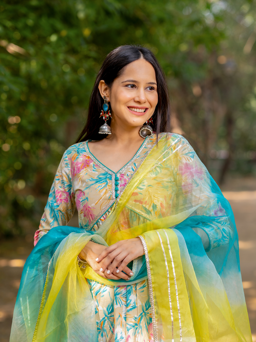 VIBRANT GOTTA-WORK FLARED KURTA SET