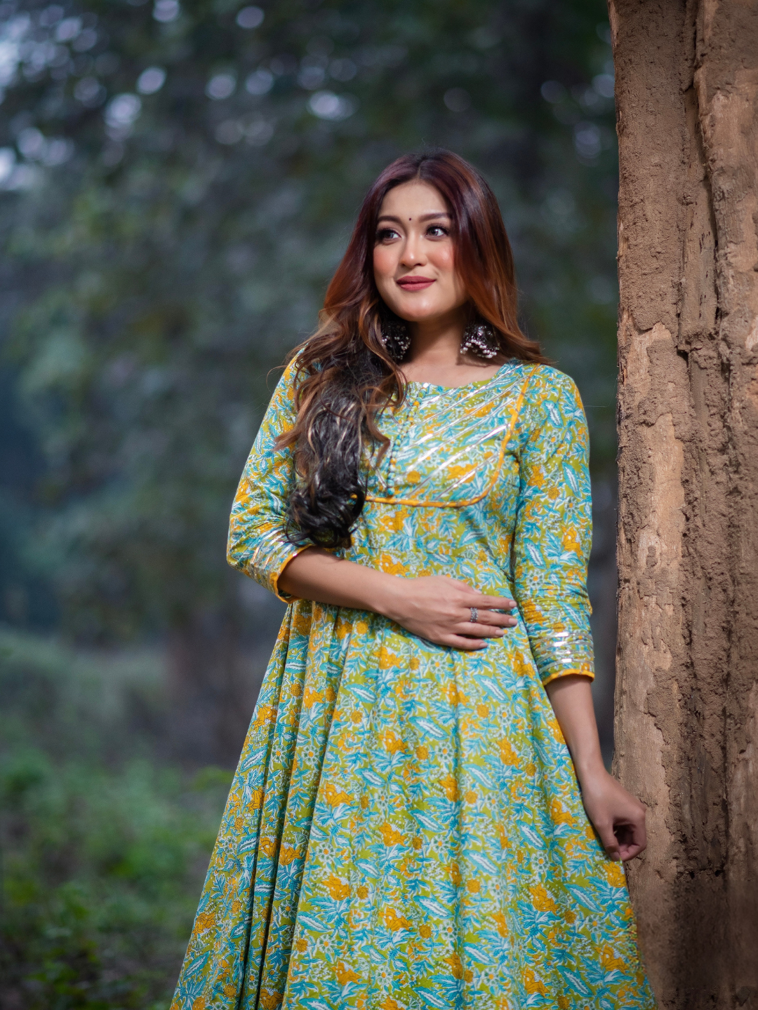 GREEN FLORAL GOTTA LACE SUIT SET