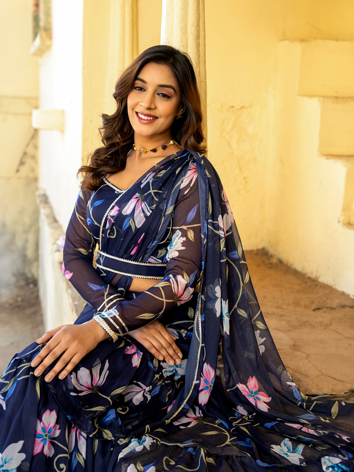 NEELAMIKA CHIFFON PRE-DRAPED SAREE