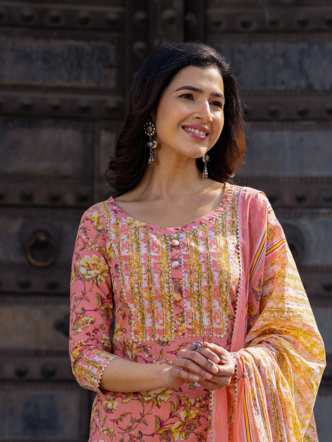 PEACH BLOSSOM COTTON KURTA SET