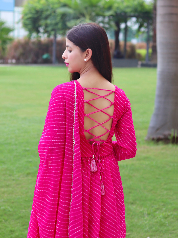 HOT PINK GEORGETTE FLOWY SUIT SET