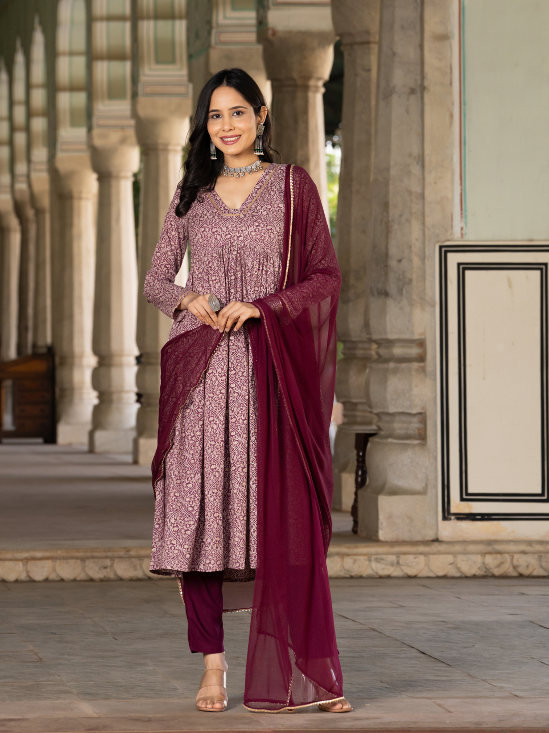 GARNET COTTON FLARED KURTA SET