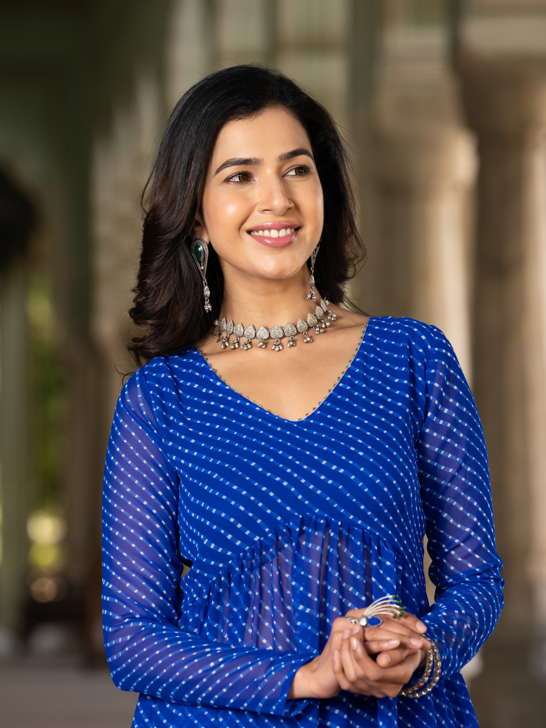 ROYAL BLUE GEORGETTE FLOWY SUIT SET