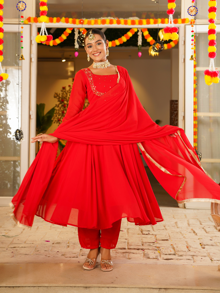 RED ROYALE ANARKALI SET