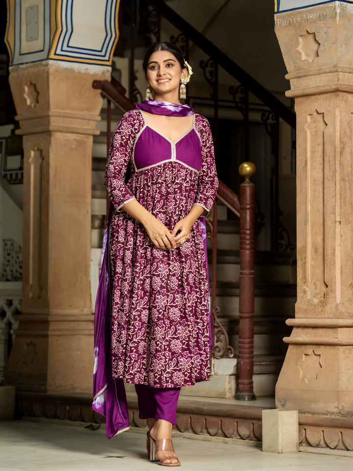 OPULENT WINE COTTON KURTA SET